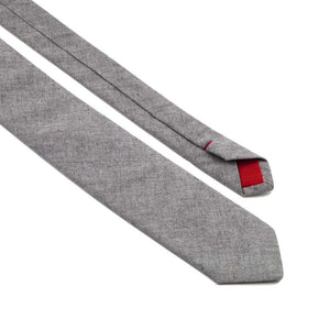 MrShorTie-grey-red-cotton-denim-short-tie-necktie-Smooth-ShorTie