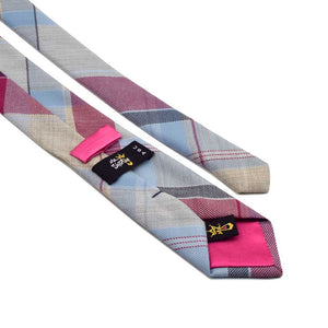 MrShorTie-pink-blue-grey-tan-plaid-wool-short-tie-necktie-Sunday-Afternoon-ShorTie